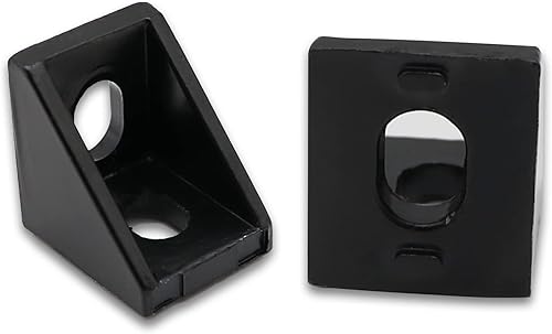 Miniatura 4 de 20 piezas de soporte de esquina de perfil de aluminio negro serie 2020 1720 con 40 tuercas M5 T + 40 tornillos M5 + 1 llave para ranura de 0.236 in