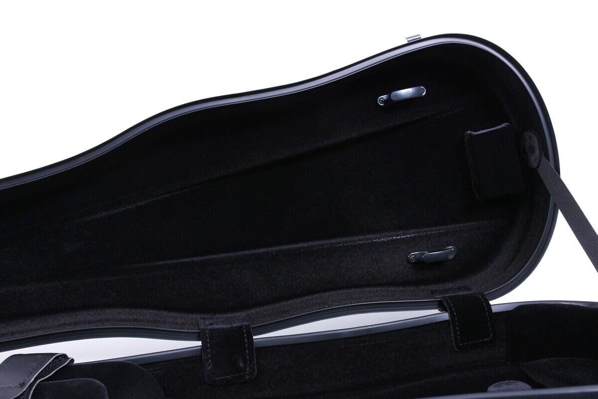 Custodia rigida per violino 4/4, leggera, in fibra di carbonio, robusta, protettiva, con cinghie posteriori regolabili e comoda fibbia di bloccaggio, 1,54 kg, rosa (black)