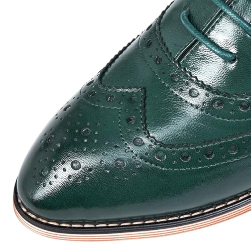 Image of Mona flying Women's Leather Perforated Lace-up Oxford Brogue Wingtip Shoes