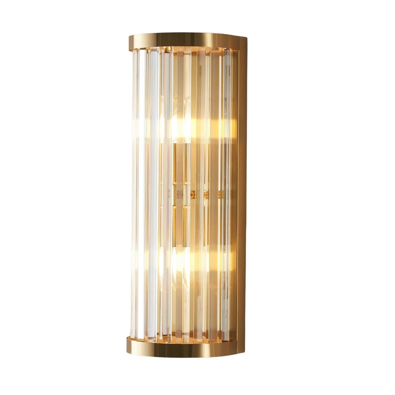 KOSILUM - Lampada da parete semicilindrica con nappine trasparenti – Andria – Luce bianca calda illuminazione soggiorno camera da letto cucina corridoio – 2 x max 25 W – E14 – IP20