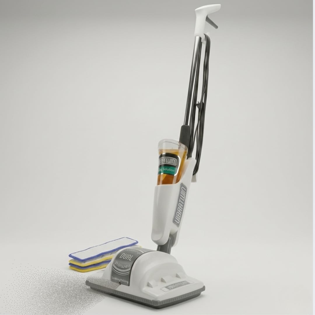 VIBRATWIN Dual Action Limpiadora de Suelos Eléctrica de Doble acción Friega, Frota, Limpia y Rejuvenece todas las Superficies de Madera, Piedra, Moqueta, Mármol (VIBRATWIN)