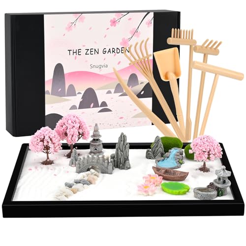 Snugvia Zen Garden Kit for Desk 12x8in Premium Sand Tray