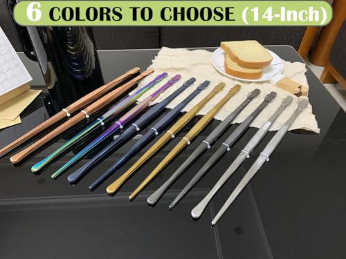 image for JETKONG 2 Pcs 14-Inch Cooking Tweezer Tongs Extra- Long Stainless Stee