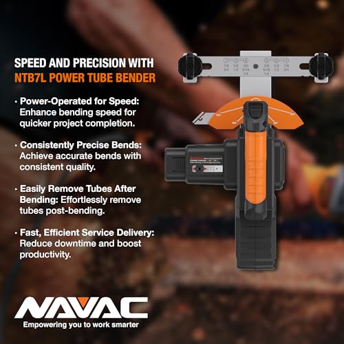 Image of NAVAC NTB7L Power Tubing Bender for Soft Copper Tubing - Battery-Operated - One-Button Operation - Quick Connect Mandrel - Easy-Release Baffle - 7-in-1 Tubing Size Selector