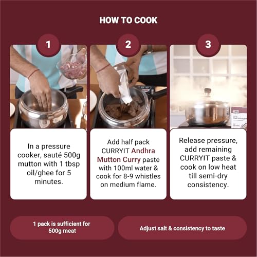 Image of CURRYiT Andhra Mutton Masala Curry Paste | Ready to Cook in 15 mins | Just add Fresh Chicken, Mutton, Fish | Made with Ghee | No Preservatives | Enjoy with Rice | Indian Masala Wet Marinade 120g