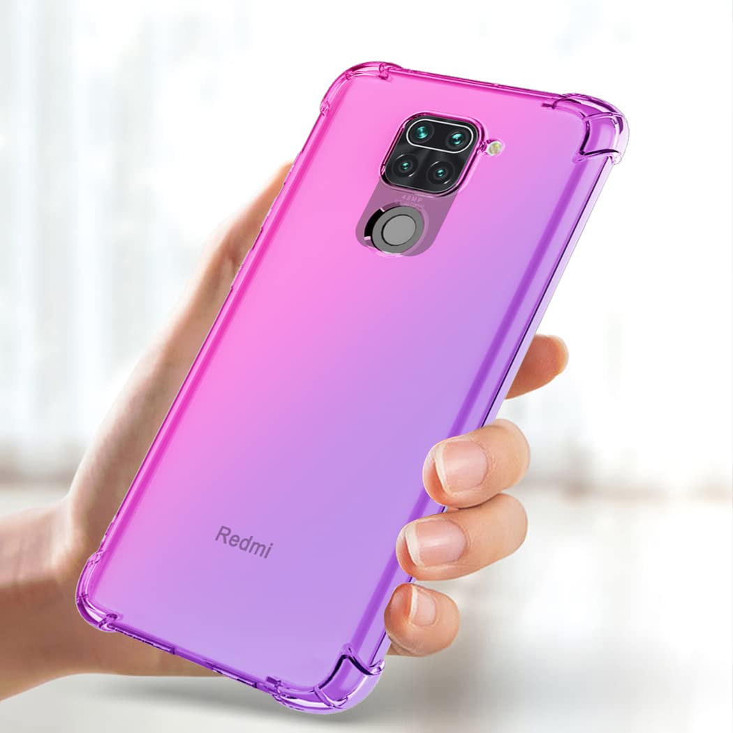Custodia Sfumata Per Redmi Note 9 / Redmi 10X 4G - Morbida TPU Rosa/Viola, Ultra Sottile E Antigraffio - Cover Anti Shock Con Colore Trasparente - 4
