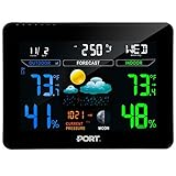 Port PO207-A Wireless Color LCD Display Indoor Outdoor Weather Forecast Station with Alarm