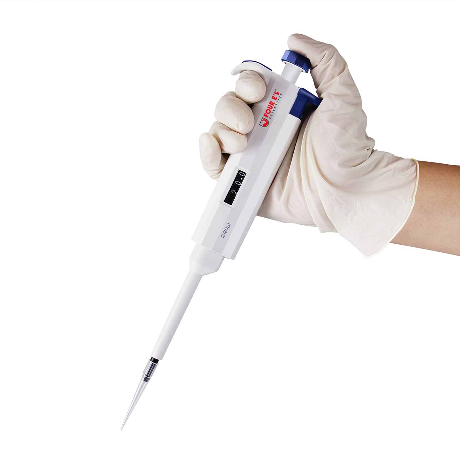 FOUR E'S SCIENTIFIC 2-20 uL Micropipette Single Channel Pipettor