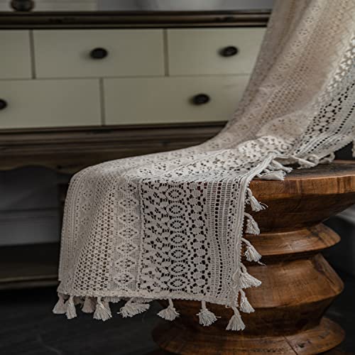 Colorbird Boho Light Filtering Curtains 63 Inch Length 2 Panels, Vintage Crochet Lace Bedroom Curtains, Modern Macrame Tassels Drapes For Living Room Doorways… #TOP4