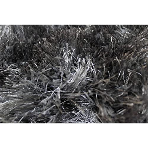 8X10 Feet Hand Woven Modern Contemporary Charcoal Dark Gray Dark Grey Color Solid Area Rug Carpet Rug Bedroom Living Room Indoor Shag Shaggy Canvas Backing Plush Pile Office Space Fluffy Fuzzy #TOP2