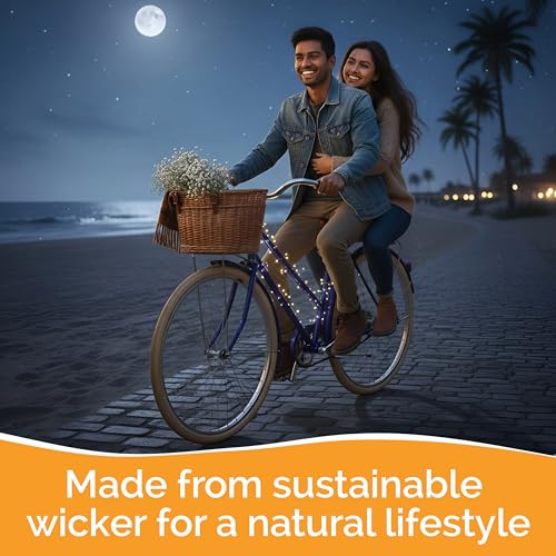 Wicker Front Bike Basket Cargo for Men and Women – Fits Most Bicycles, Beach Cruisers and Ebikes, Lightweight Bicycle Storage Basket with Adjustable Straps, Light Brown by WICKERWISE - Image 4