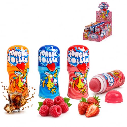 Lot de 3 Tongue Roller – 3 x 40 ml / 50 g – Saveurs Cola, Framboise & Fraise – Confiserie Liquide Gourmande - Bonbon - 010