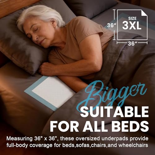 Image of MILDPLUS Heavy Duty Underpad 36''x36'' 50 Count 125 Grams Extra Large Chucks Pads 3XL Disposable Bed Pads, Super Absorbent Incontinence Pads for Adults, Kids, Pee Pads (Blue)