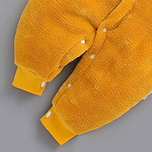 Newborn Baby Boy Girl Fleece Romper Jumpsuit Print Long Sleeve One Piece Bodysuit Playsuit Winter Plush Clothes Yellow #TOP4