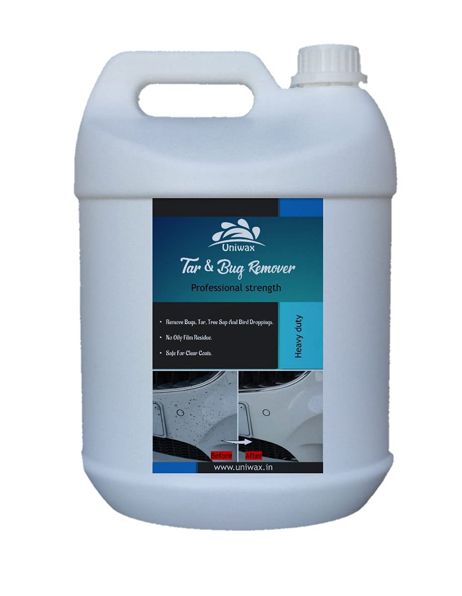 uniwax Tar and Bug Remover and Shiner,Safe on Painted Surface, Chrome Surface, Glass, Mirrors and Plastic Surfaces. 5L,