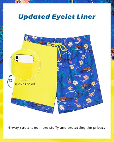 Image of SURF CUZ Mens Swim Trunks with Compression Liner Swim Shorts 7 inch Swimming Trunks Stretch 7 Inch Swim Suits Quick Dry