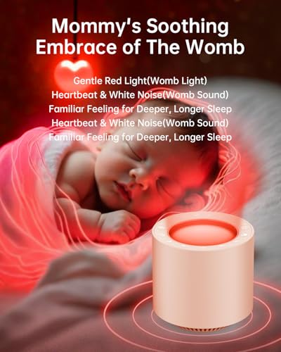 Image of Dimmable Nursery Night Light: Red Light Therapy Sleep Sound Machine with 38 Soothing Sounds & Calming Womb Soother Memory Function, White Noise Sound Machine with Timer for Baby Adult Gift (Peach)