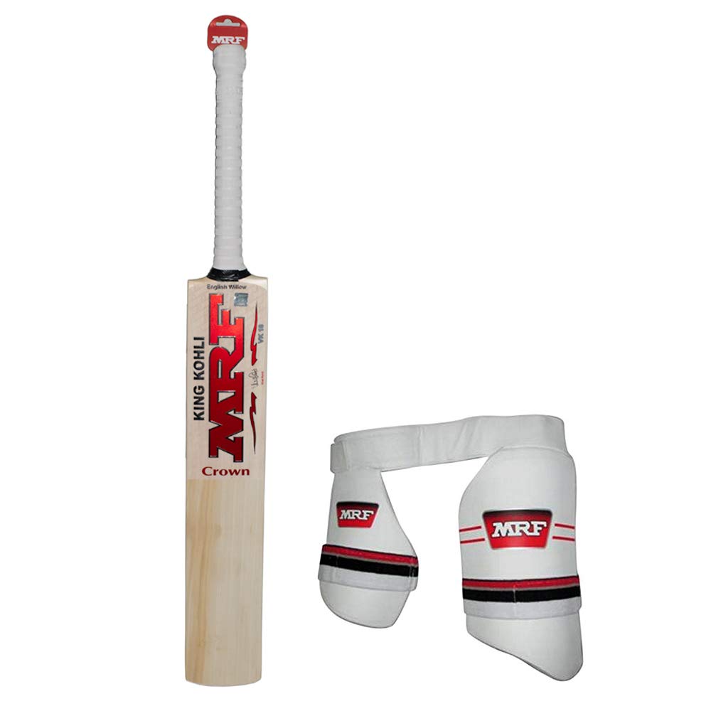 Mrf King Virat Kohli Limited Edition English Willow Cricket Bat Crown |Ready To Play | With Thigh Guard Genius Dual-image-11