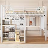 Soluzione di stoccaggio: l'unità di archiviazione integrata con asta di asciugatura è perfetta per appendere vestiti e riporre oggetti importanti. La scala è inoltre dotata di una griglia a rete che può essere utilizzata per appendere foto, agende, ecc. Lo spazio extra sotto il letto può essere utilizzato come area di lavoro per bambini/per riporre oggetti di grandi dimensioni, ecc., per sfruttare al meglio lo spazio nella stanza.