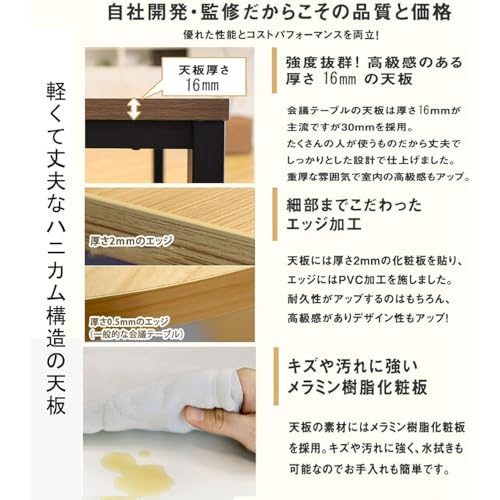ミーティングテーブルセット 長机1800cm オフィスデスク PCデスク 事務机 高さ75cm 耐荷重性 大人数対応 会議机 研修テーブル レセプション 交渉 在宅勤務 ワークステーション オフィス会議室向け 広々天板 多目的大型 (スタイルC：ブラックフレーム／黒板,長さ180cm、幅120cm、高さ75cm、6人まで座れます) [3]