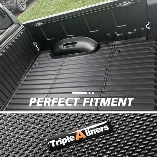TripleAliners Truck Bed Mat Compatible with 2022 2023 2024 2025 Toyota Tundra Accessories CrewMax 5.5FT Vehicle Perfectly Flush All Weather Protection TPE Heavy Duty Pickup Car Bed Cargo Mat