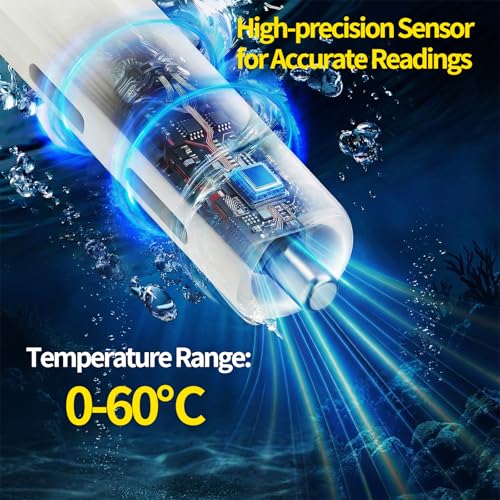 Orbecco Solar Pool Thermometer ohne Batterie – Schwimmendes Digitales Thermometer mit Großem LCD & RGB LED Beleuchtung, IP68 Wasserdicht, Temperaturmesser für Whirlpool Schwimmbad & Spa