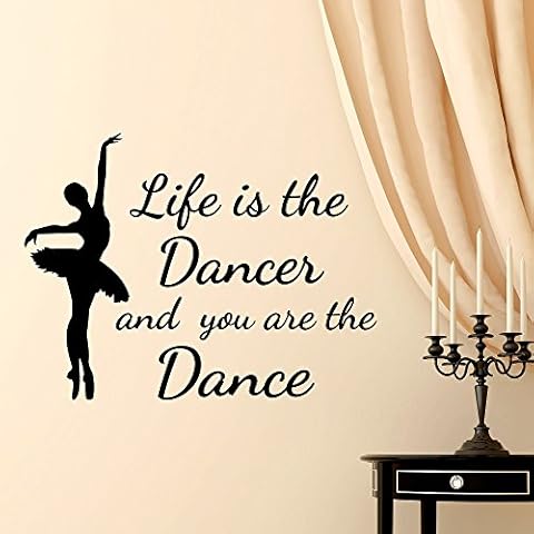 customwallsdesign Vinyl Wall Decal Quote Life Is The Dancer And You Are The Dance- Ballet Dance Wall Decal Quote Girls Room Bedroom Wall Art Home Decor Cover