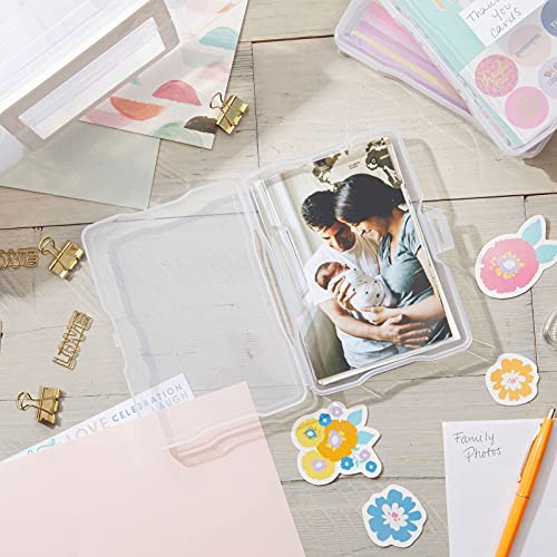 Caixa de armazenamento de fotos transparente, 1 recipiente para fotos de 10 x 15 cm com 16 caixas in