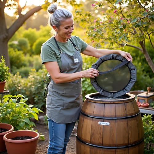 Black Rain Mesh Screen, Rainwater Barrel Debris, Filter for Rain Barrel, Rain Water Collection Bucket Netting Cover with Adjustable Drawstring for Prevents Mosquitoes Leaves Debris Rain Accessories