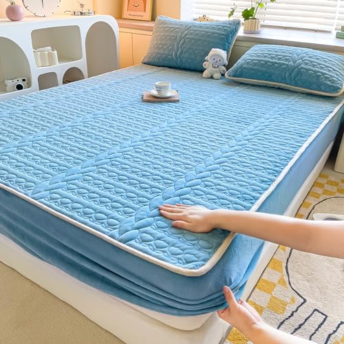 Sábana bajera ajustable de forro polar de terciopelo de lujo, tamaño Queen, muy suave, acogedora, para otoño, invierno y primavera, 48 x 74 cm, ropa de cama cálida y cómoda
