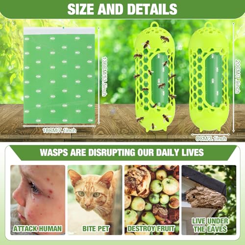 Qualirey 2 Pack Wasp Traps Outdoor Hanging, Carpenter Bee and Hornet Catcher, Fly Killers Outdoor Indoors, Flying Gnat Mosquito Bee Wasp Killer for Outside - Thumbnail 2