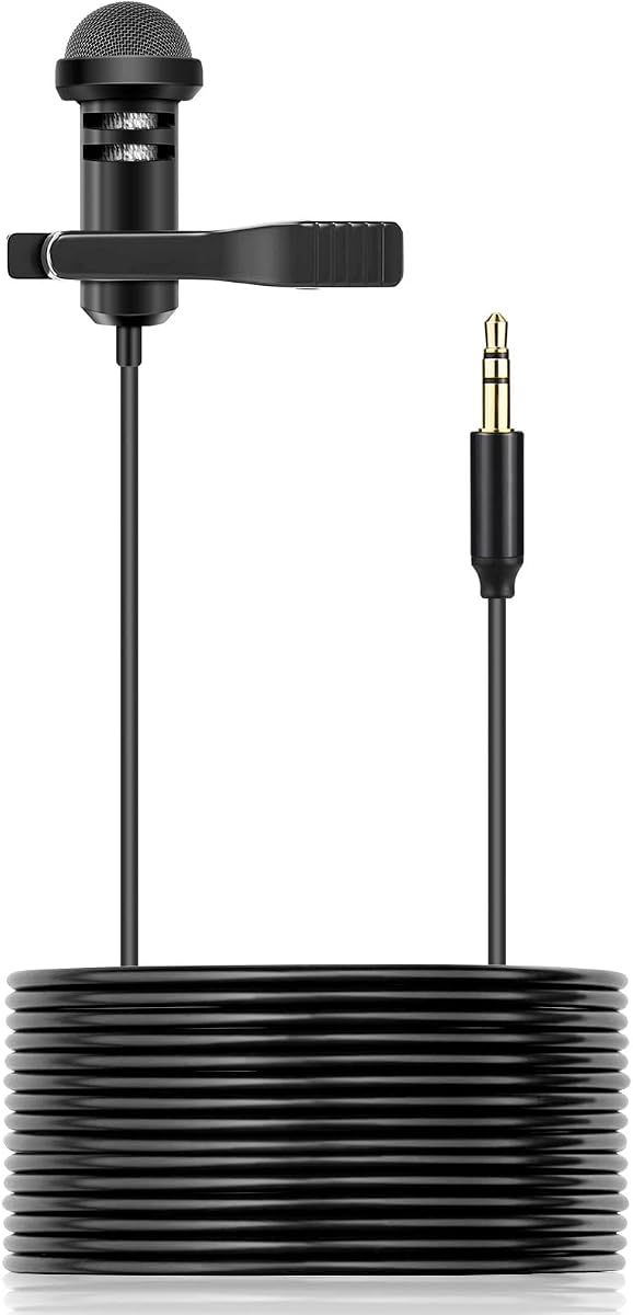 Lavalier Mic for GoPro HERO13 12 11 Black & Mission 1 Pro Action Cams, 10ft | Lav Lapel Videomic Clip-on Microphone Compatible with GoPro Pro 3.5mm Mic Adapter for Vlogging