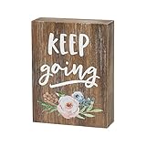 Inspirational Wood Grain Mini Block Sign, 4' (Keep Going)