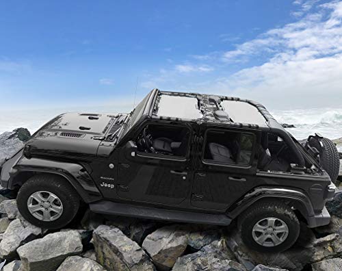 Shadeidea Sun Shade Top for Jeep Wrangler, JL (2018-2023) 4 Door Top Sunshade, Front & Rear - White JLU Mesh Screen Cover, UV Blocker with Grab Bag Pouch - 10 Year Warranty - Thumbnail 7