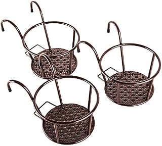HowRU Iron Art Hanging Baskets Plant Holder Outdoor Flower Stand Rail Metal Fence