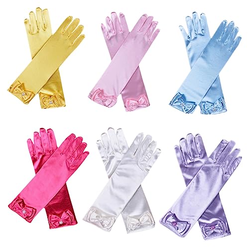 Mitaines satin longues Healeved pour fille lot de 6 paires avec noeuds