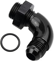 Vista 20 de 45 grados 6AN macho Flare a 6AN ORB puerto adaptador de flujo completo aluminio negro