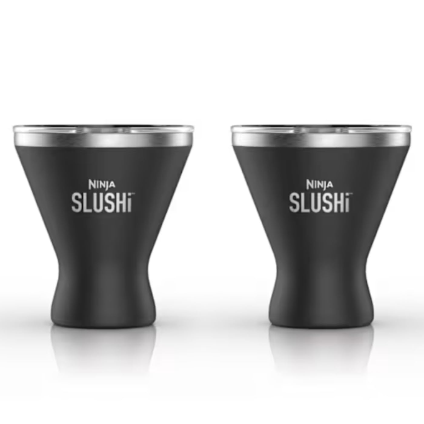Ninja SLUSHi 2er-Set 295 ml isolierte Cocktailbecher mit Deckel, Offizielles Ninja SLUSHi Zubehör, Schwarz, XSKMRG2BKEUK