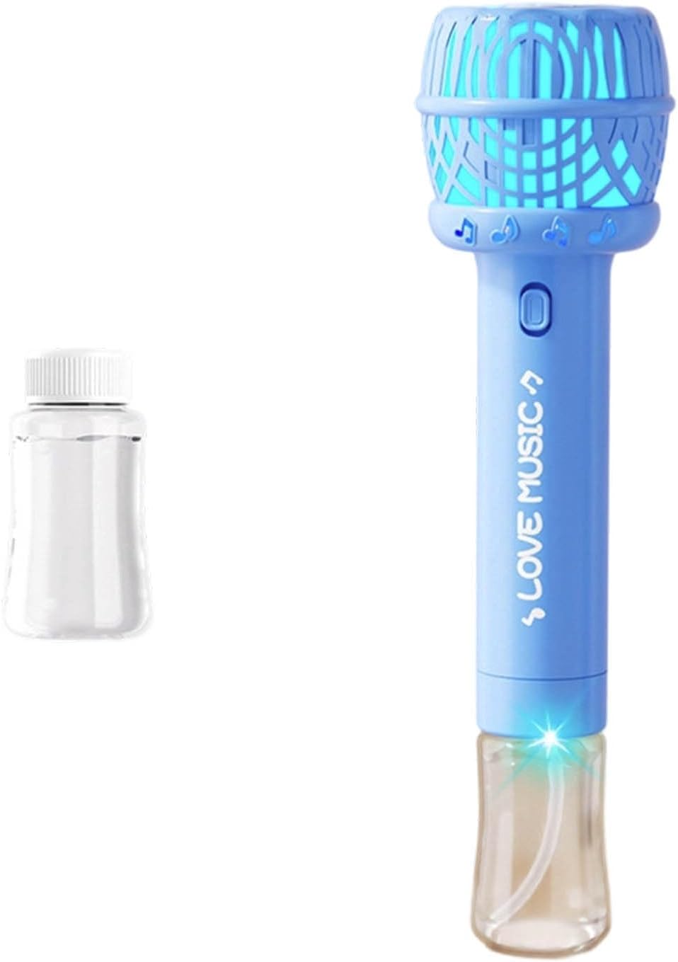 Toy Blower Wand Entertainment Device with 90ml Solution Bottle Automatic Hole Blowing Light Up Leak Proof Design Portable Handheld Play Maker (Blue, One Size)
