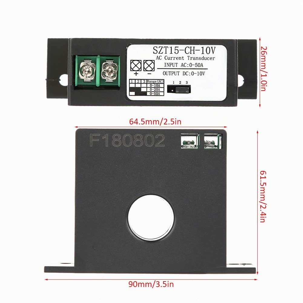 SZT15-CH-10V, Transmetteur de courant AC, 0-10V DC pour la mesure et la surveillance du courant AC Transmetteur de courant AC DC 0-10V 0-50A à DC 0-10V Commutateur électronique