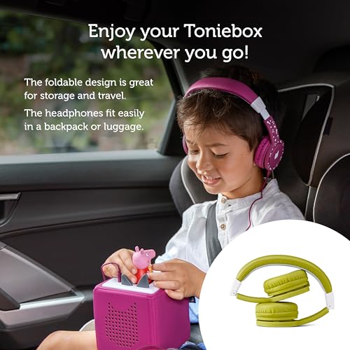 Image of Tonies Foldable Wired Headphones for Kids - Comfortably Designed to fit On-Ear - Works with Toniebox and All 3.5mm Devices - Green