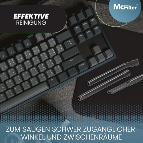 McFilter I Universal Staubsaugerdüsen-Set, 8-teilig, Ø 32/35 mm I Reinigungsset Mini mit Fugendüse, Staubpinsel, Möbelpinsel, Schlauchverlängerung für Hobby, Computer, Auto, Modellbau, PC