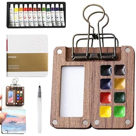Xumann Portable Watercolour Travel Set with 12 Colours Cover
