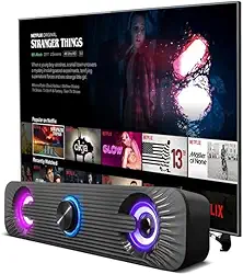 Caixa De Som Pc Computador Notebook Gamer Potente Subwoofer USB P2 Led RGB Soundbar Caixinha