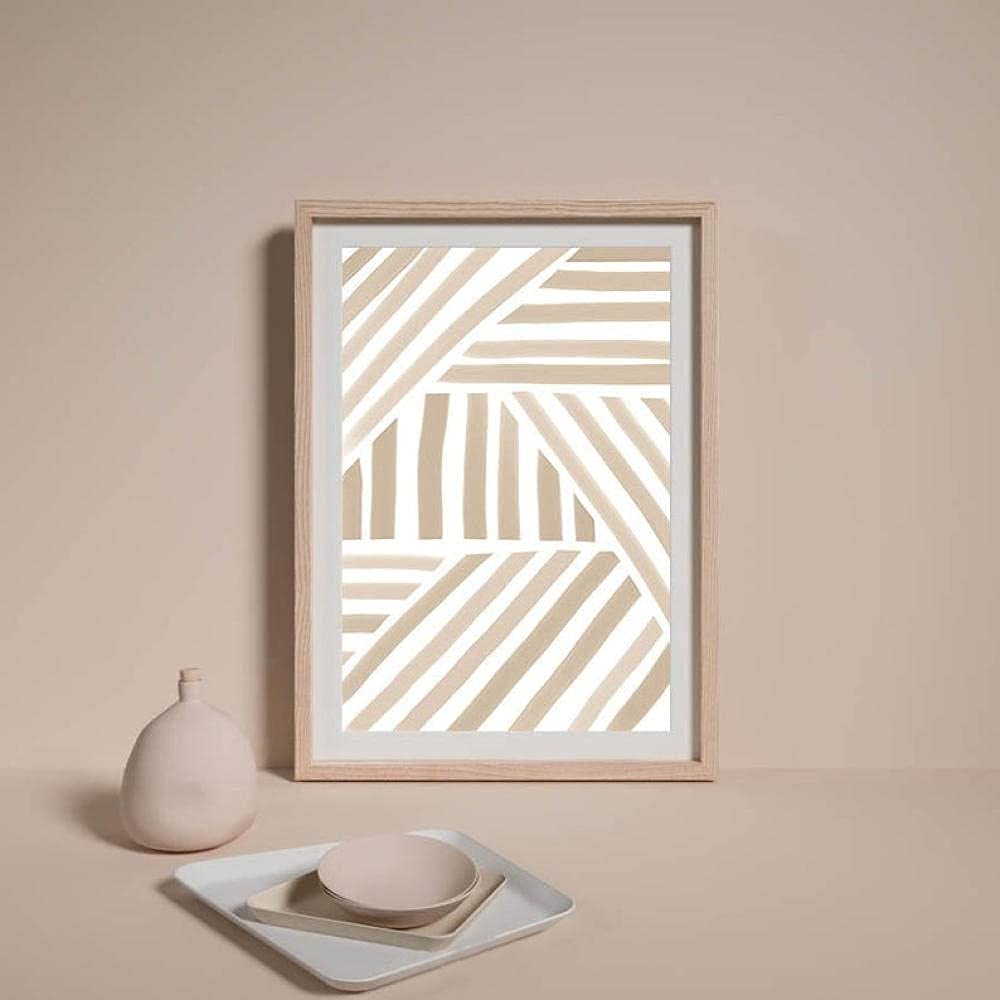 Amazon.co.jp: ベージュプリントニュートラル絵画インテリアミニマ