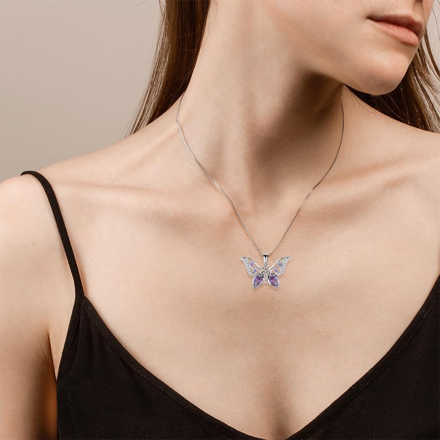 Butterfly Necklace for Women,925 Sterling Silver Celtic Knot Birthstone Pendant Necklace Hypoallergenic Jewelry for Women - Image 5