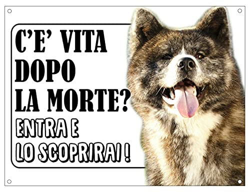 CARTELLO ATTENTI AL CANE - AKITA INU TIGRATO c'è