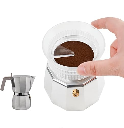 watchget Moka Pot - Embudo dosificador, herramienta de distribución de cafetera de café italiano, anillo de dosificación para Moka Express 6 tazas,