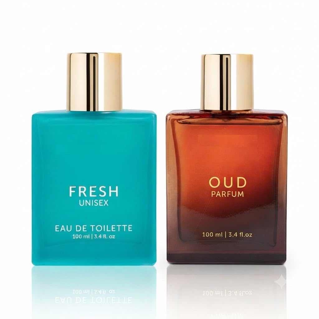 Luxury Fresh&Oud Eau de Parfum 100ml Each (Pack of 2) | Fragrance Spray for Women & Men | Premium Perfume Duo | Daily Wear Scent | Elegant Gift Set | 2 x 100ml