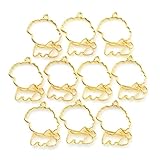 [HARU雑貨] レジン空枠 ゴールド 10枚セット tg04 金 犬 大きい顔 もこもこ フレーム カン付き パーツ モールド